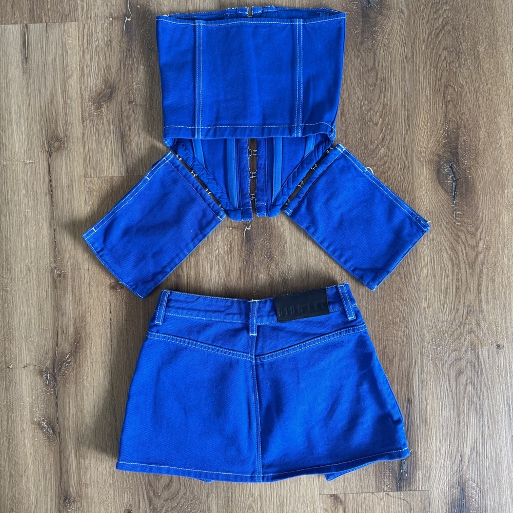 Dion Lee Blue Denim Corset & Mini Skirt Set AUS 4 US 0 - Picture 2 of 10